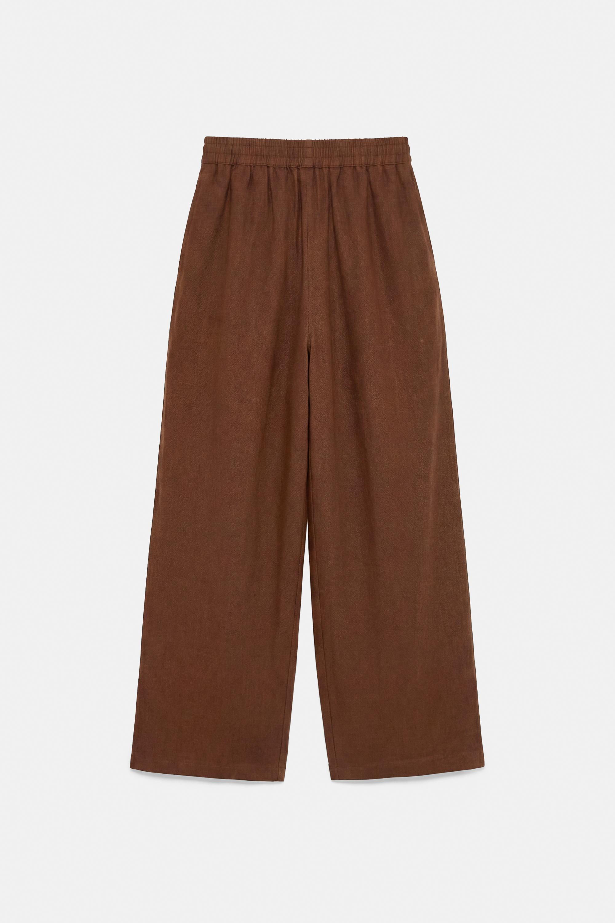 Flowing darted trousers — Brown
