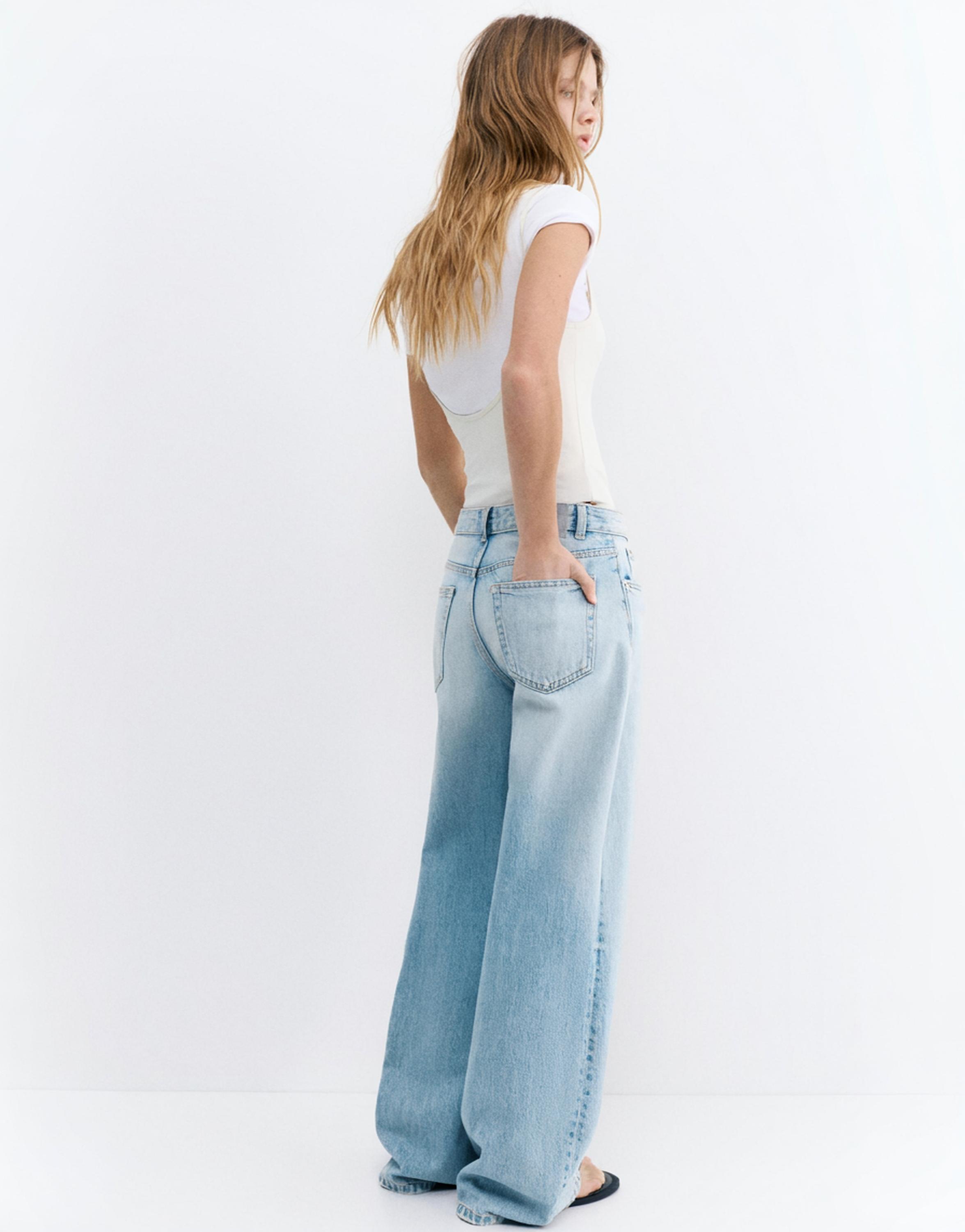 Mid-rise baggy jeans — Pale blue