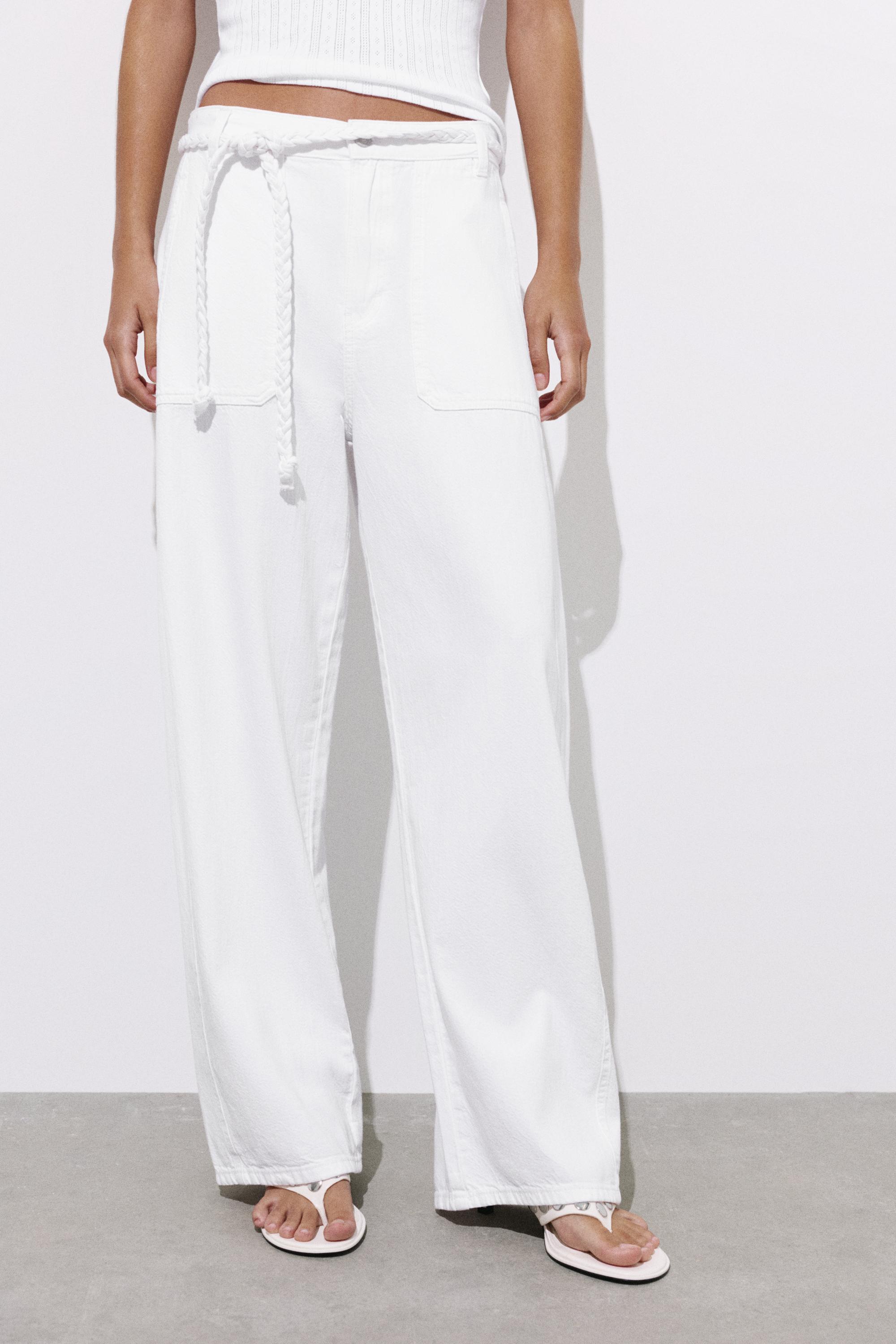 Balloon jeans with drawstring — White