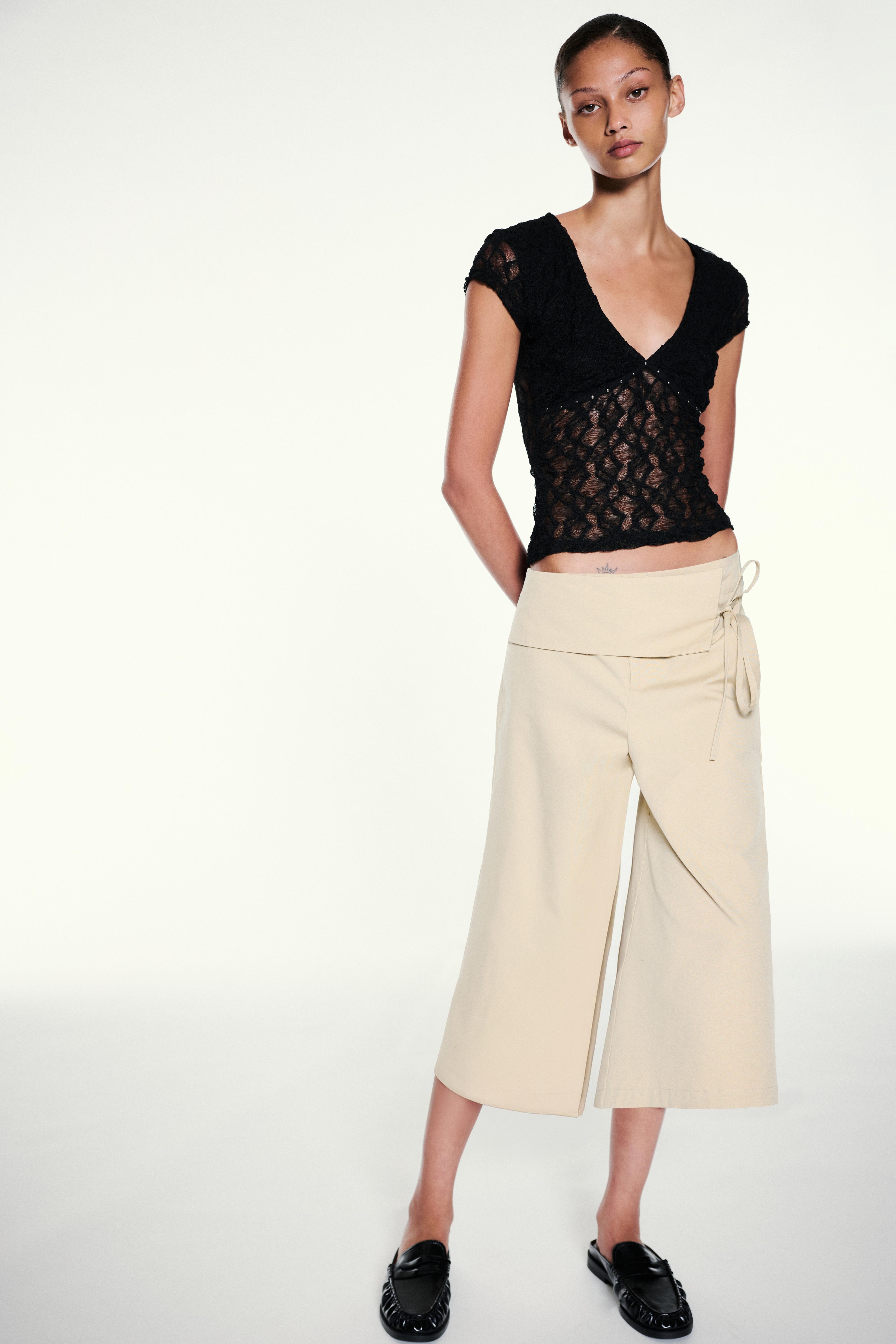 Sash tie culottes — Light camel
