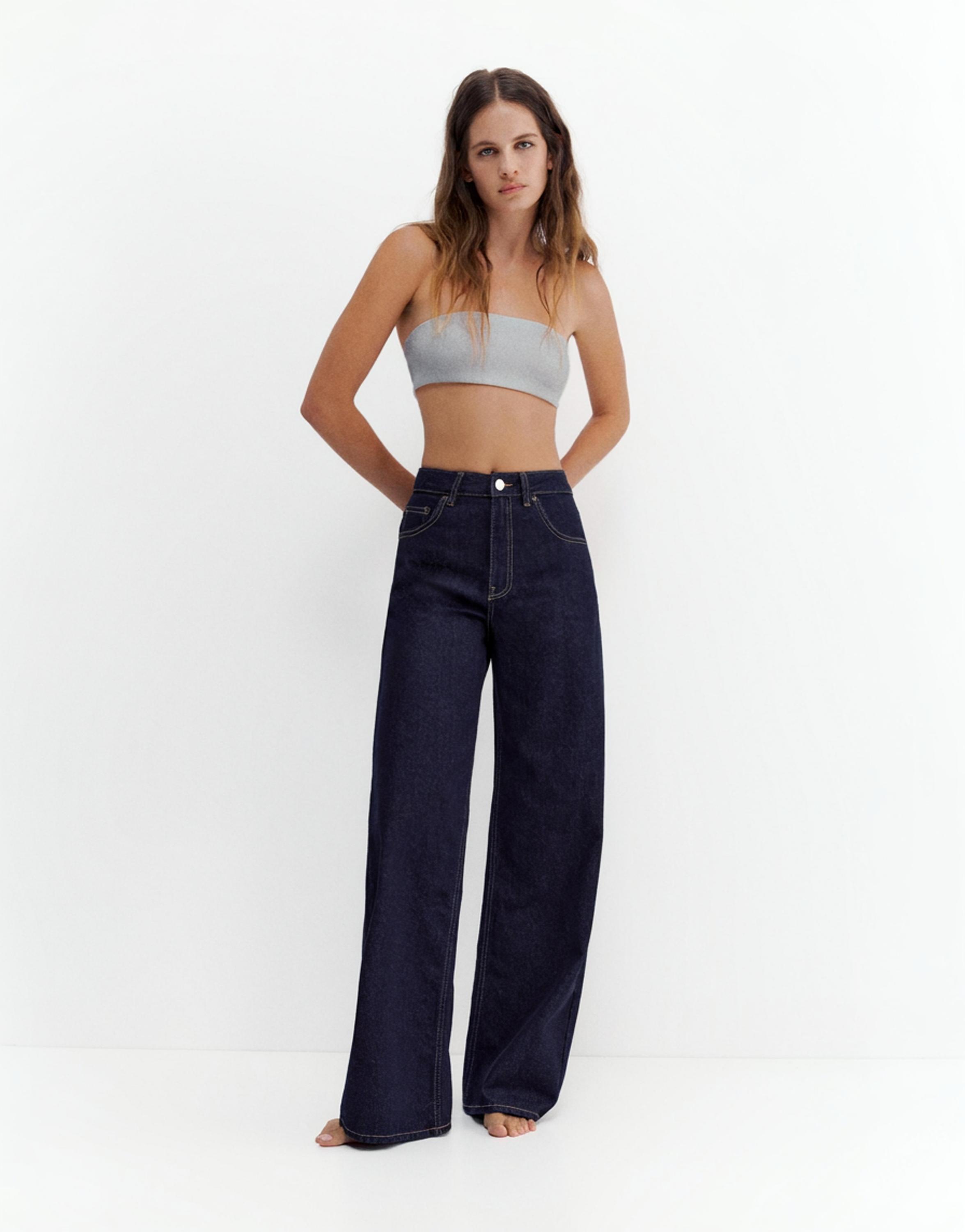 High-waist wide-leg jeans — Ink blue