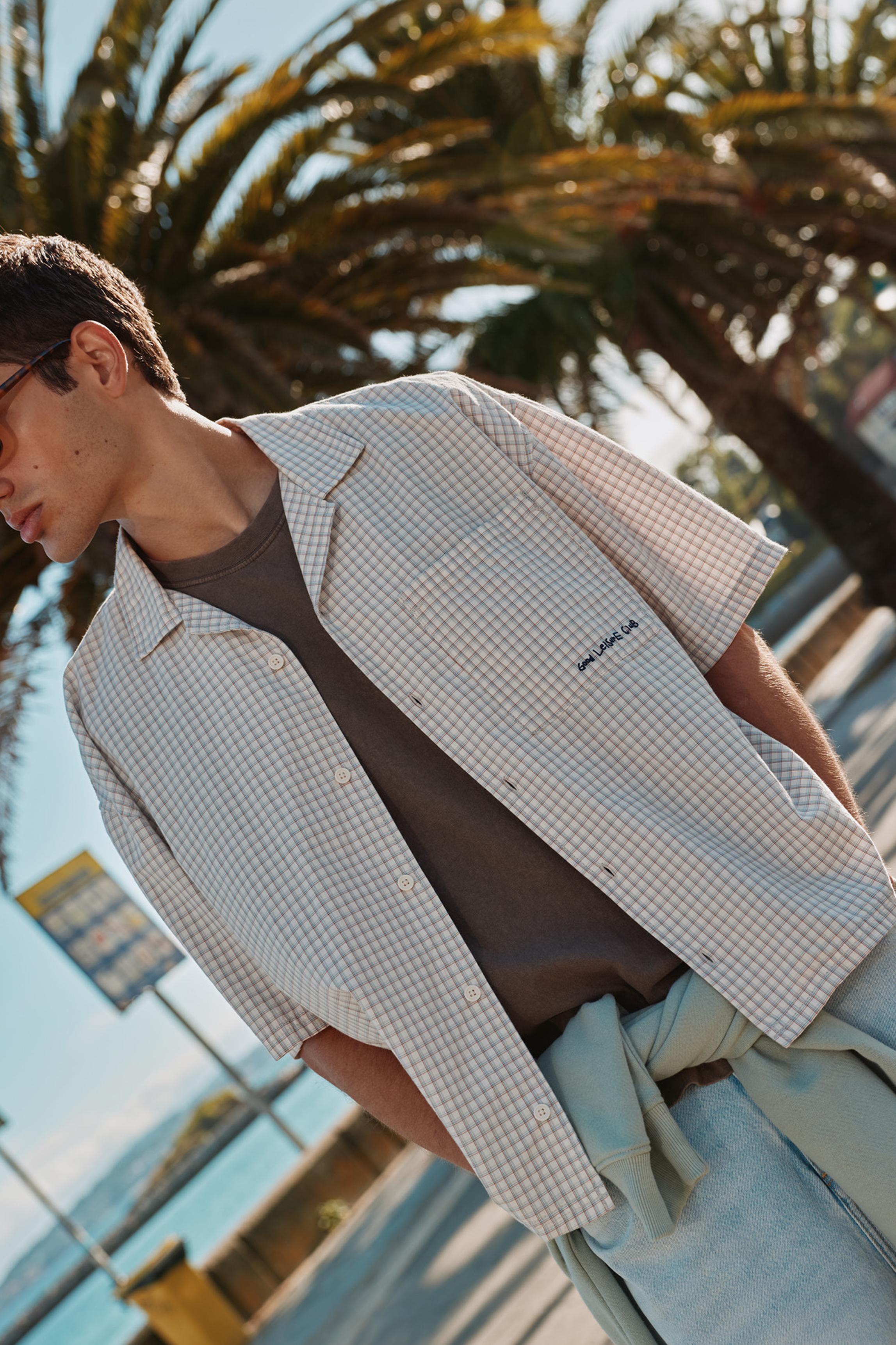 Short sleeve check shirt — Grey marl
