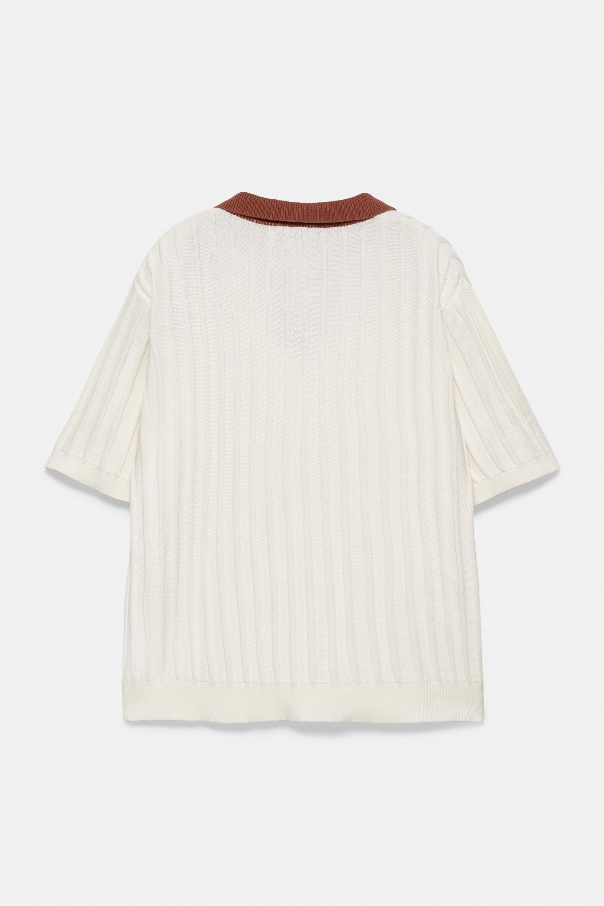 Contrast collar polo shirt — Off white