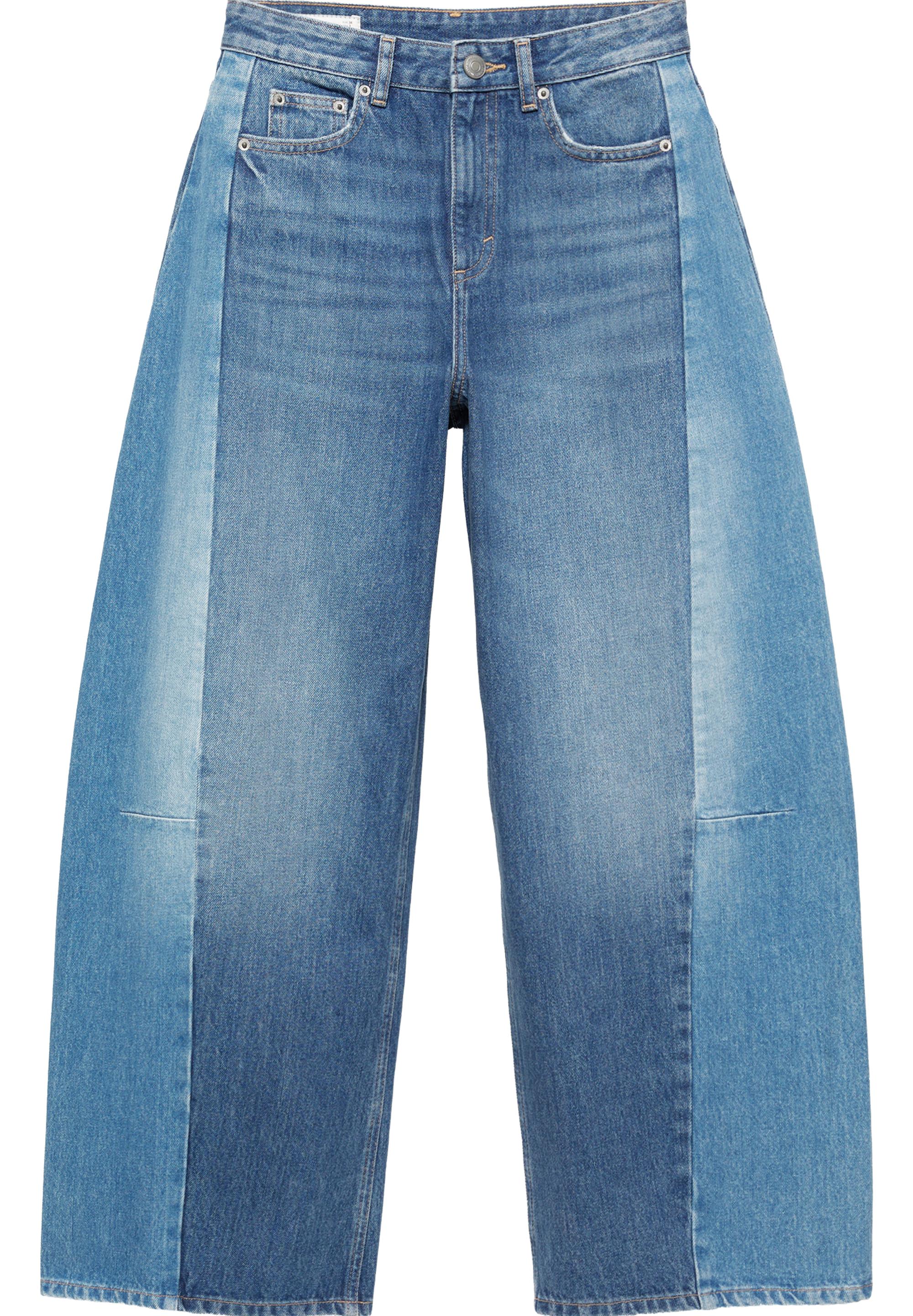 Patchwork barrel jeans — Medium blue