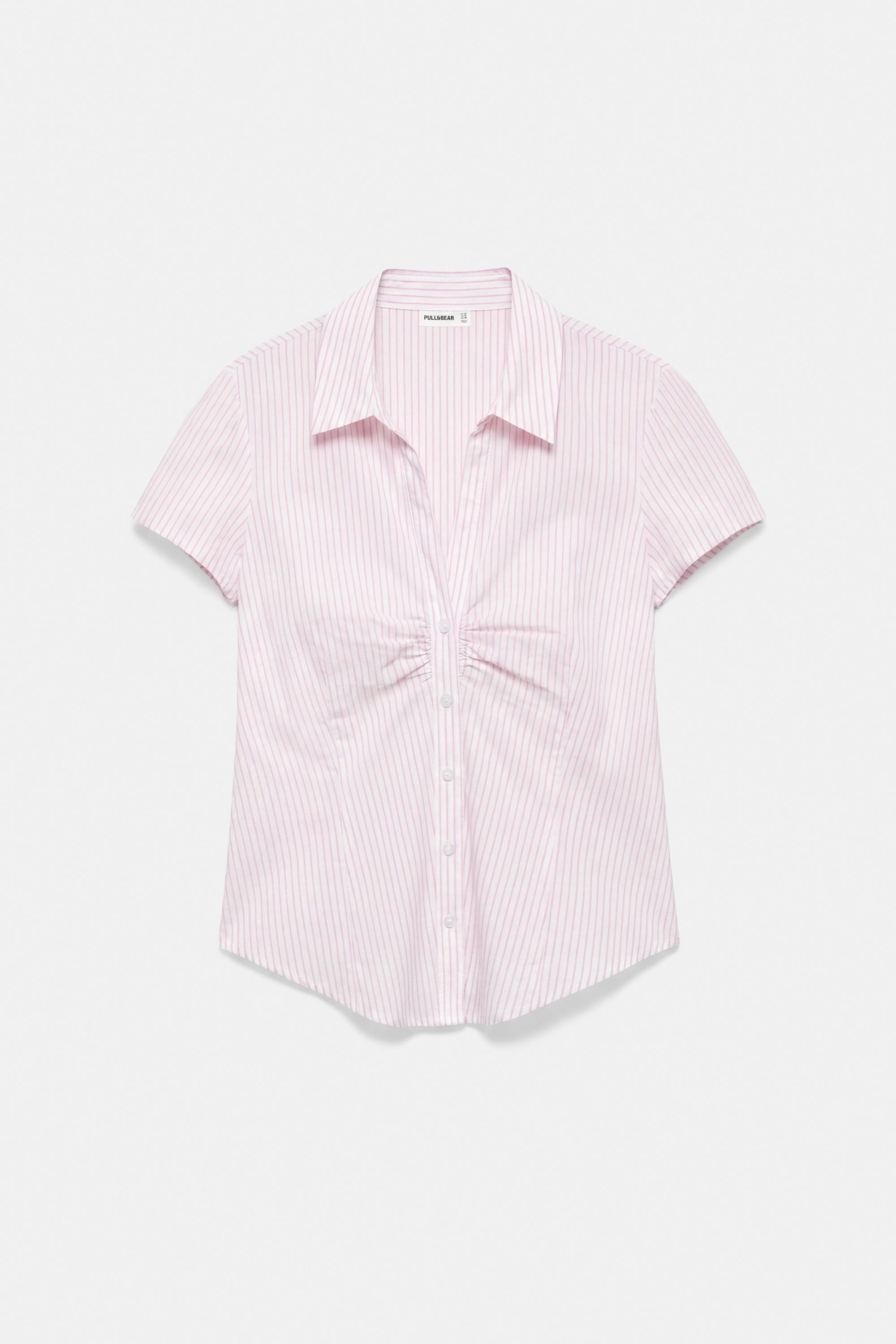Slim fit short sleeve shirt — Pink/White