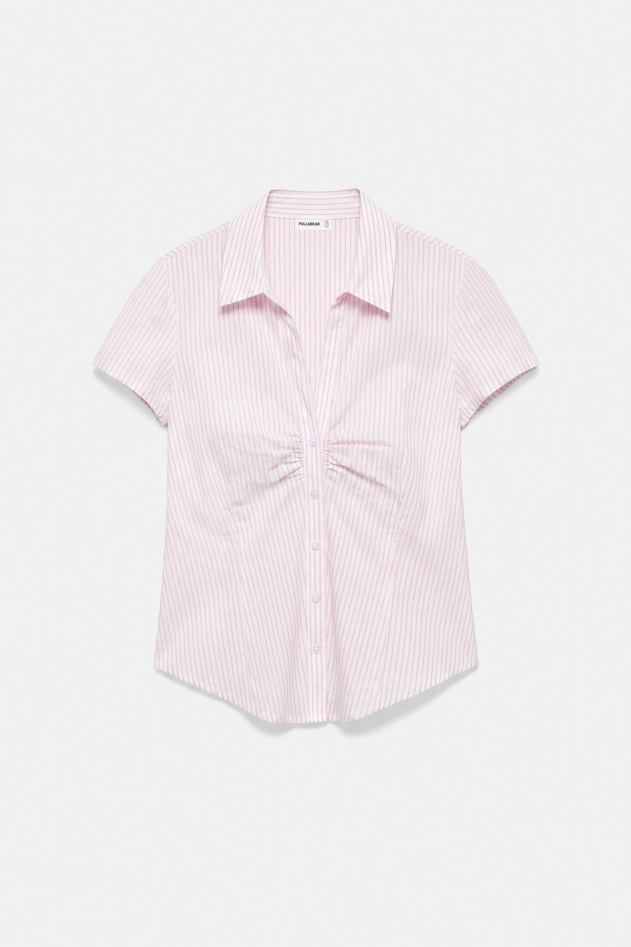 Slim fit short sleeve shirt — Pink/White
