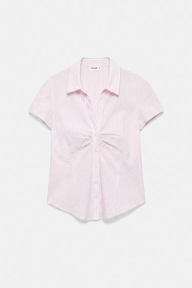 Slim fit short sleeve shirt — Pink/White 7