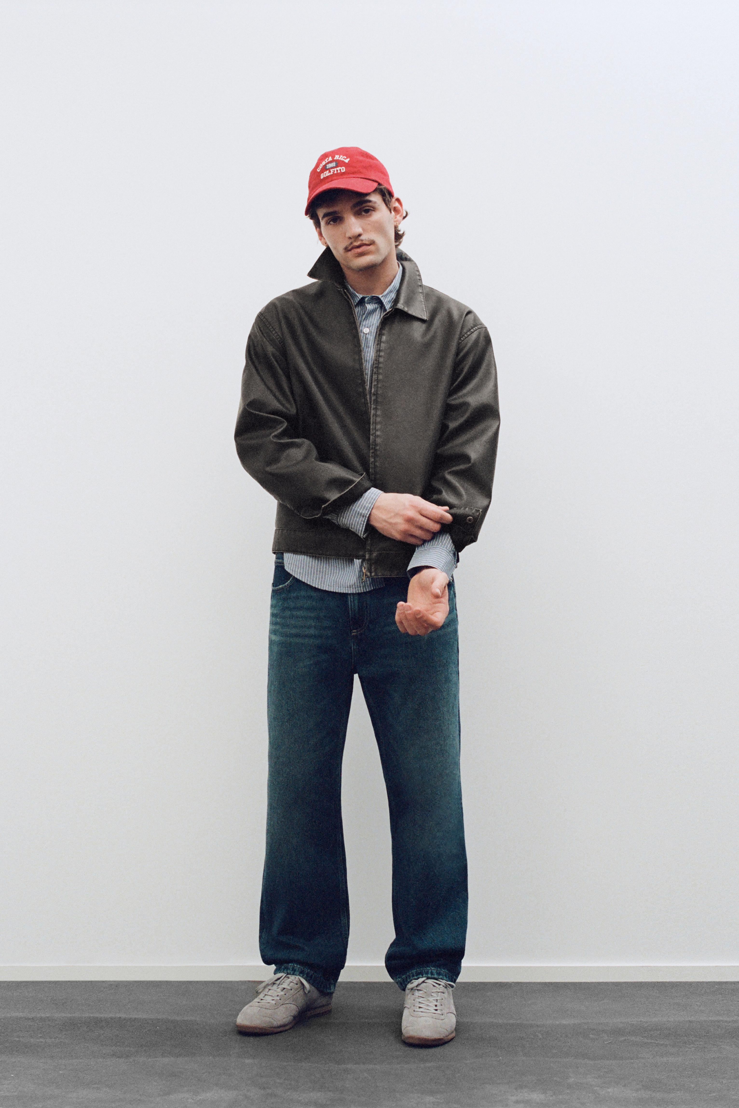 Washed faux leather jacket — Dark grey