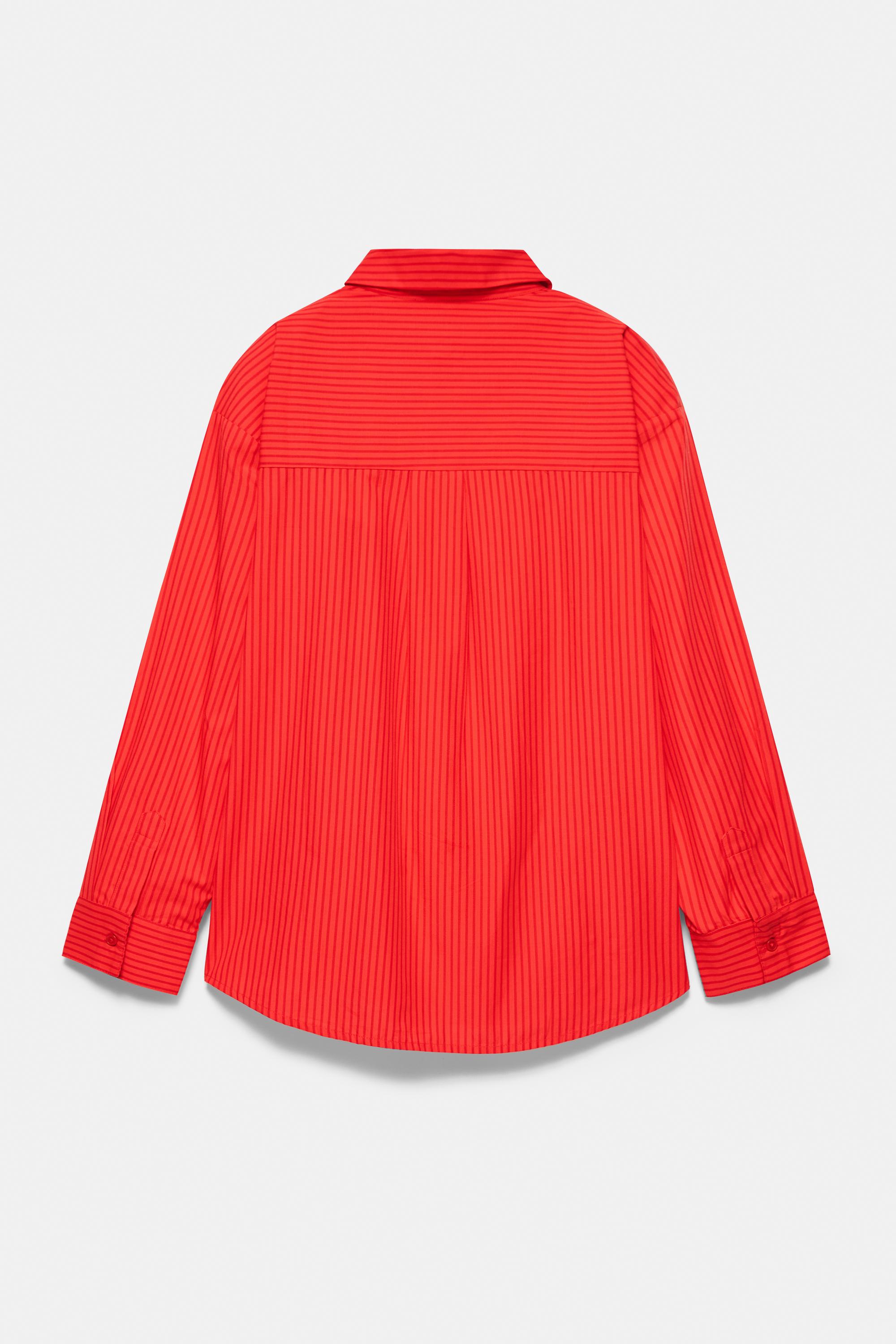 Oversize striped shirt — Red (alternate view)