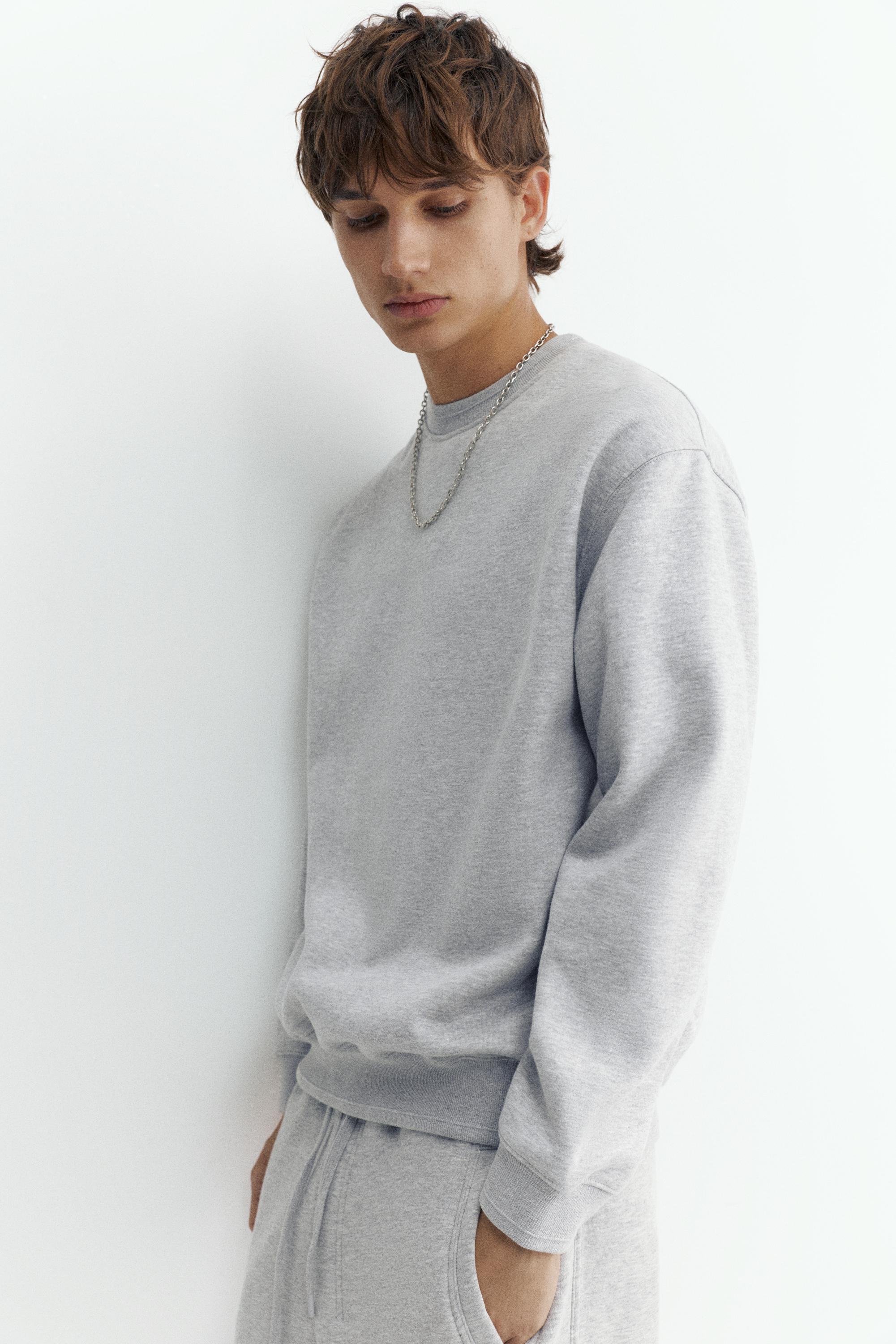 Relaxed fit round neck sweatshirt — Grey marl