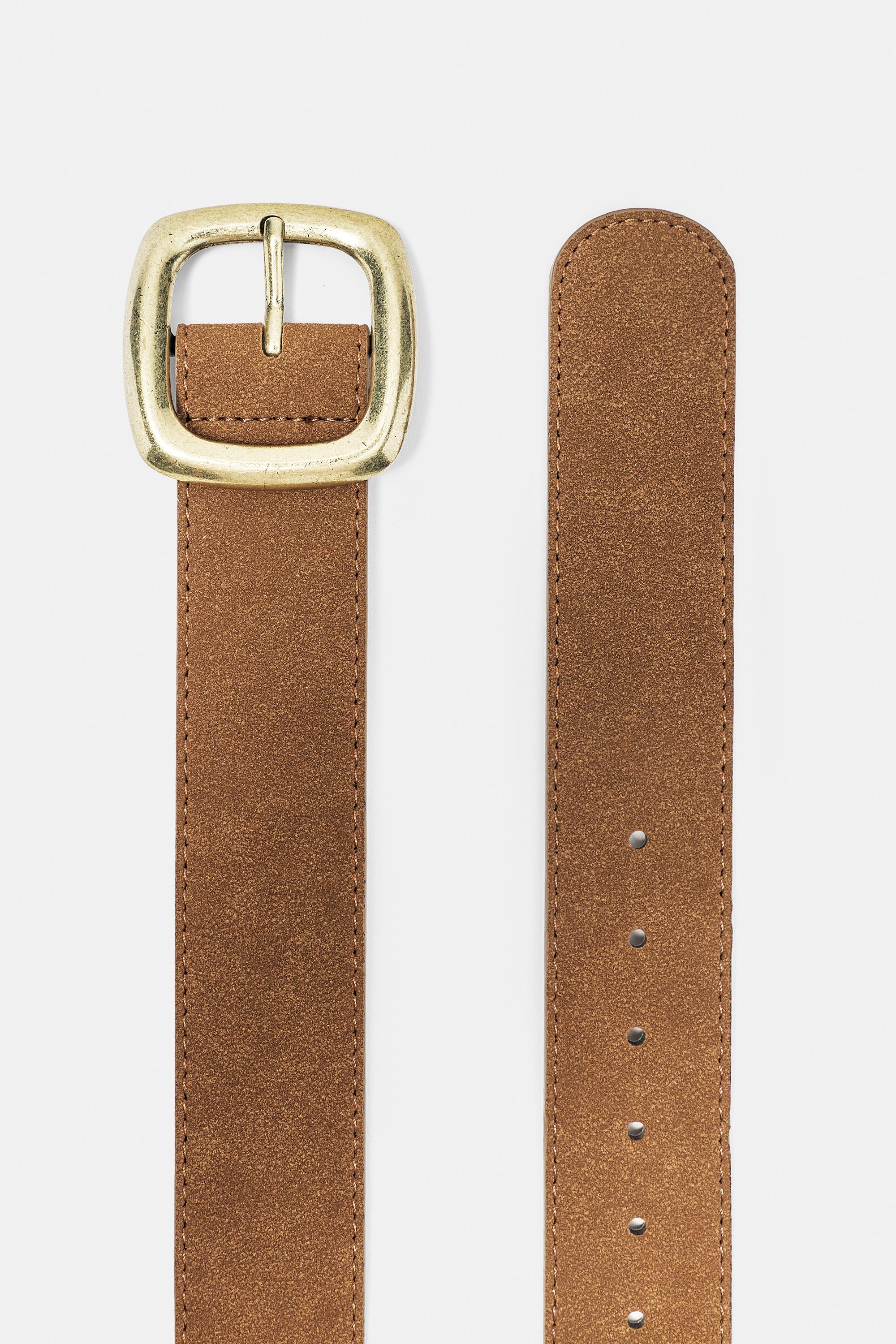 Square buckle belt — Brown