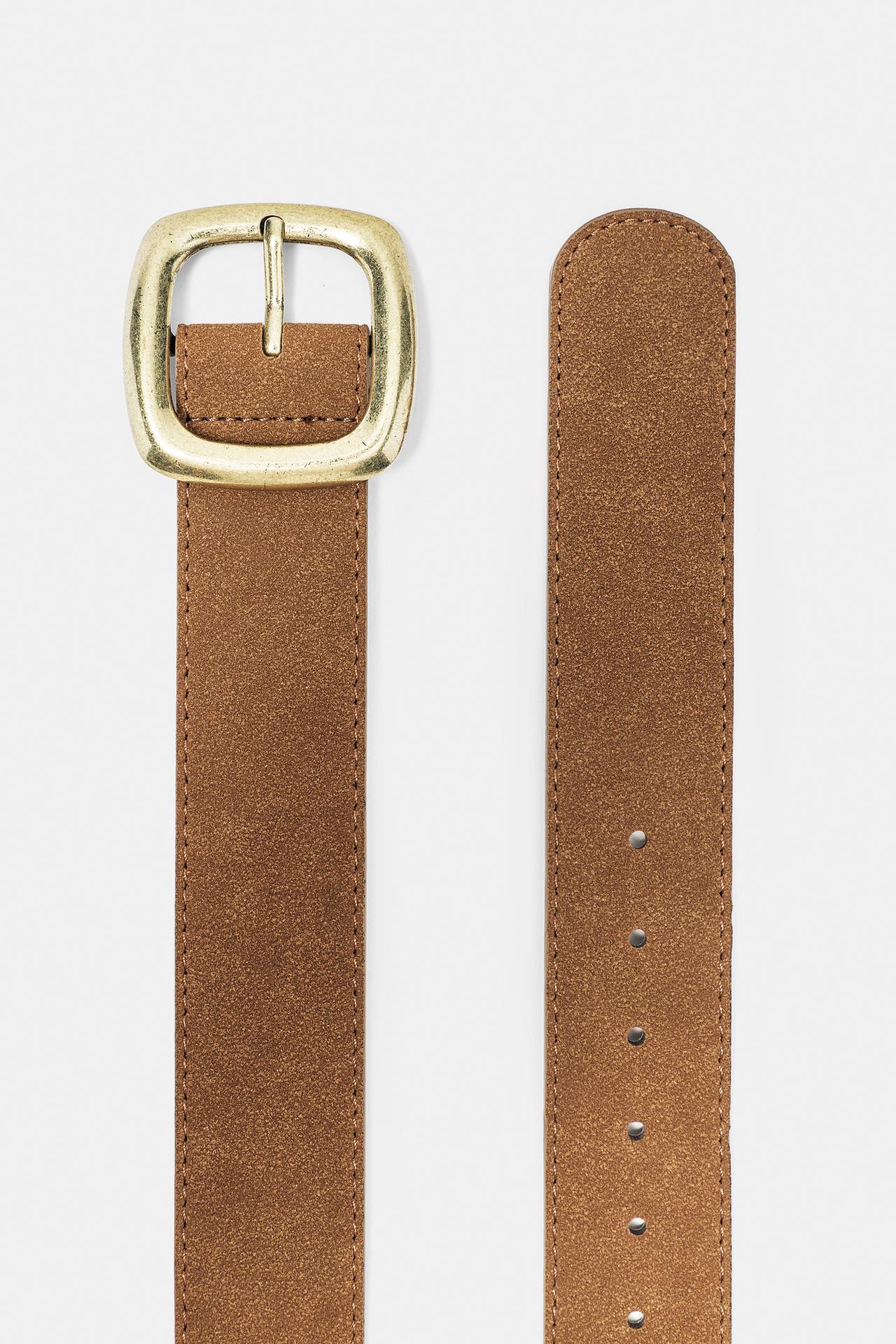 Square buckle belt — Brown