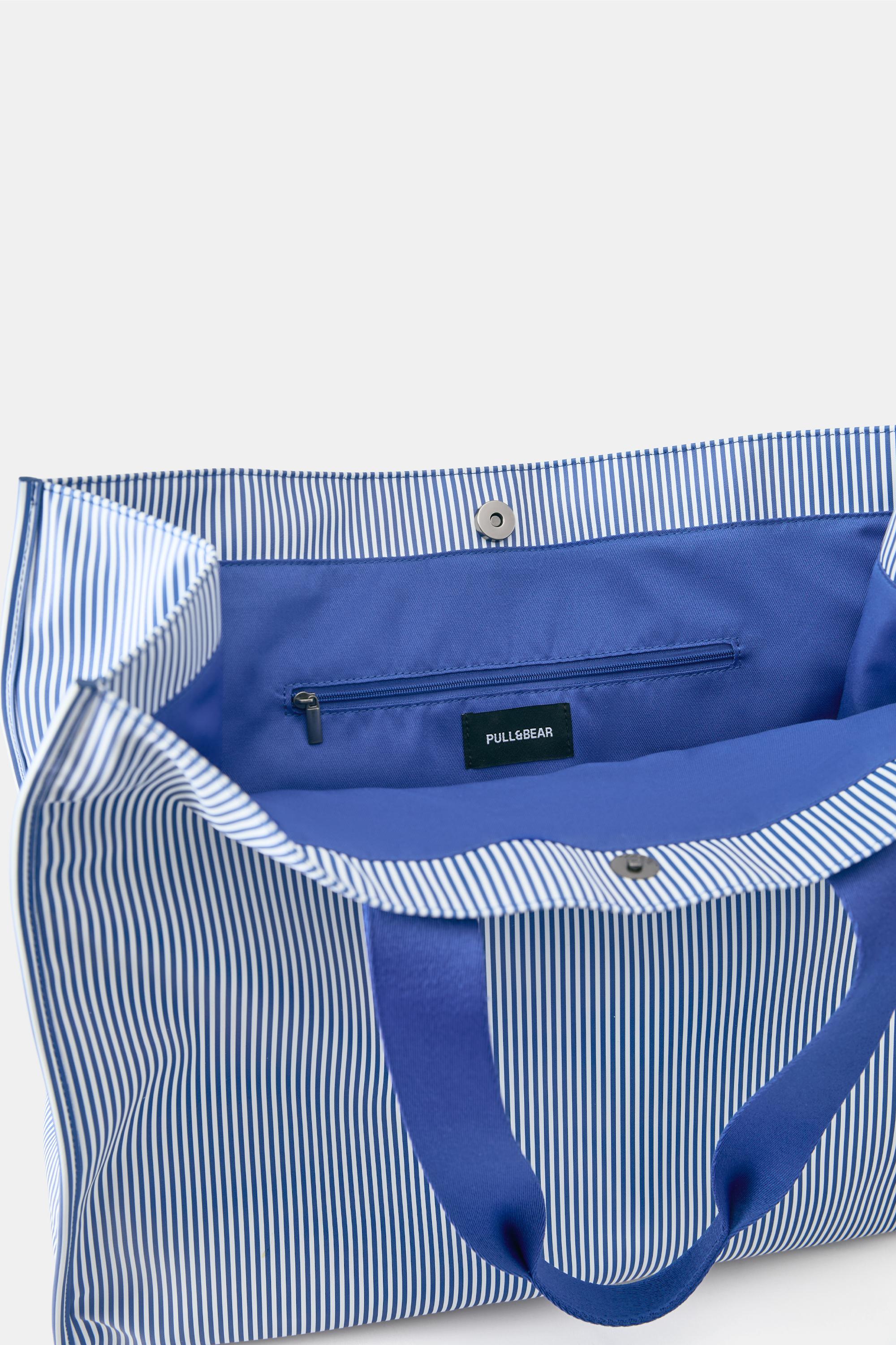 Striped shopper bag — Blue