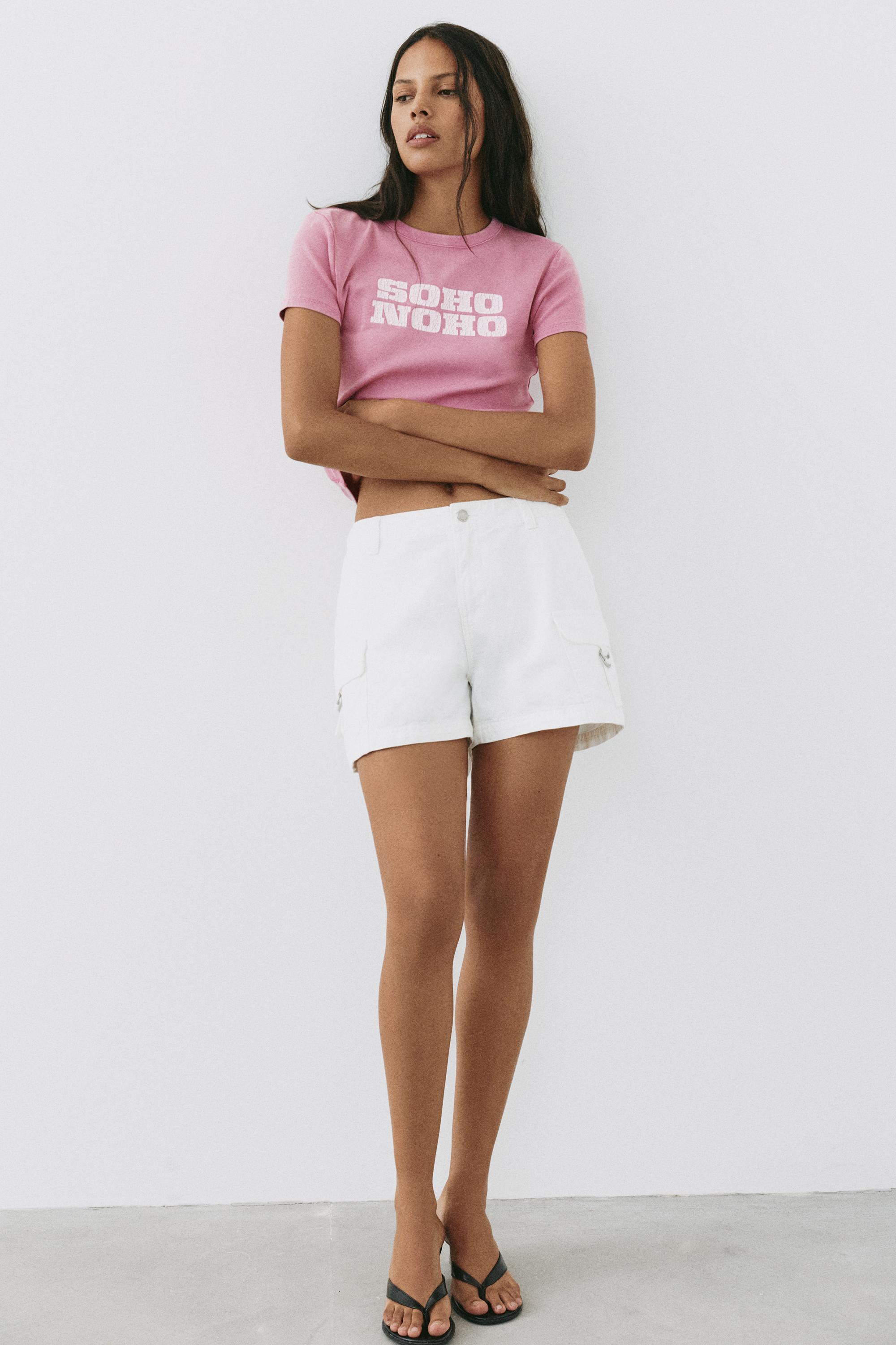 Crackled text graphic T-shirt — Pink