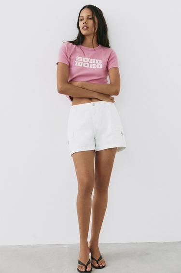 Crackled text graphic T-shirt — Pink 4