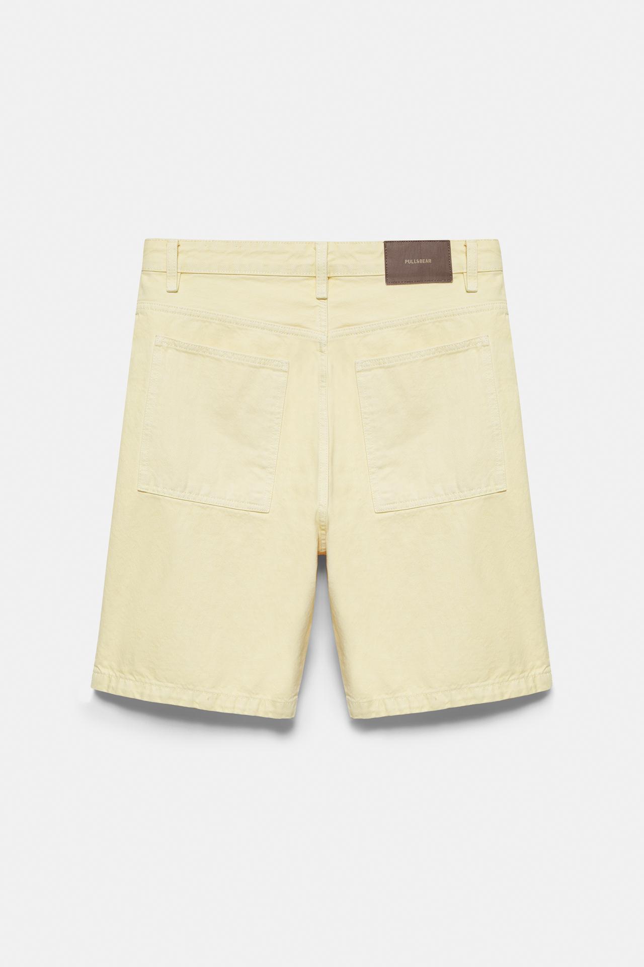 Baggy denim Bermuda shorts — Yellow