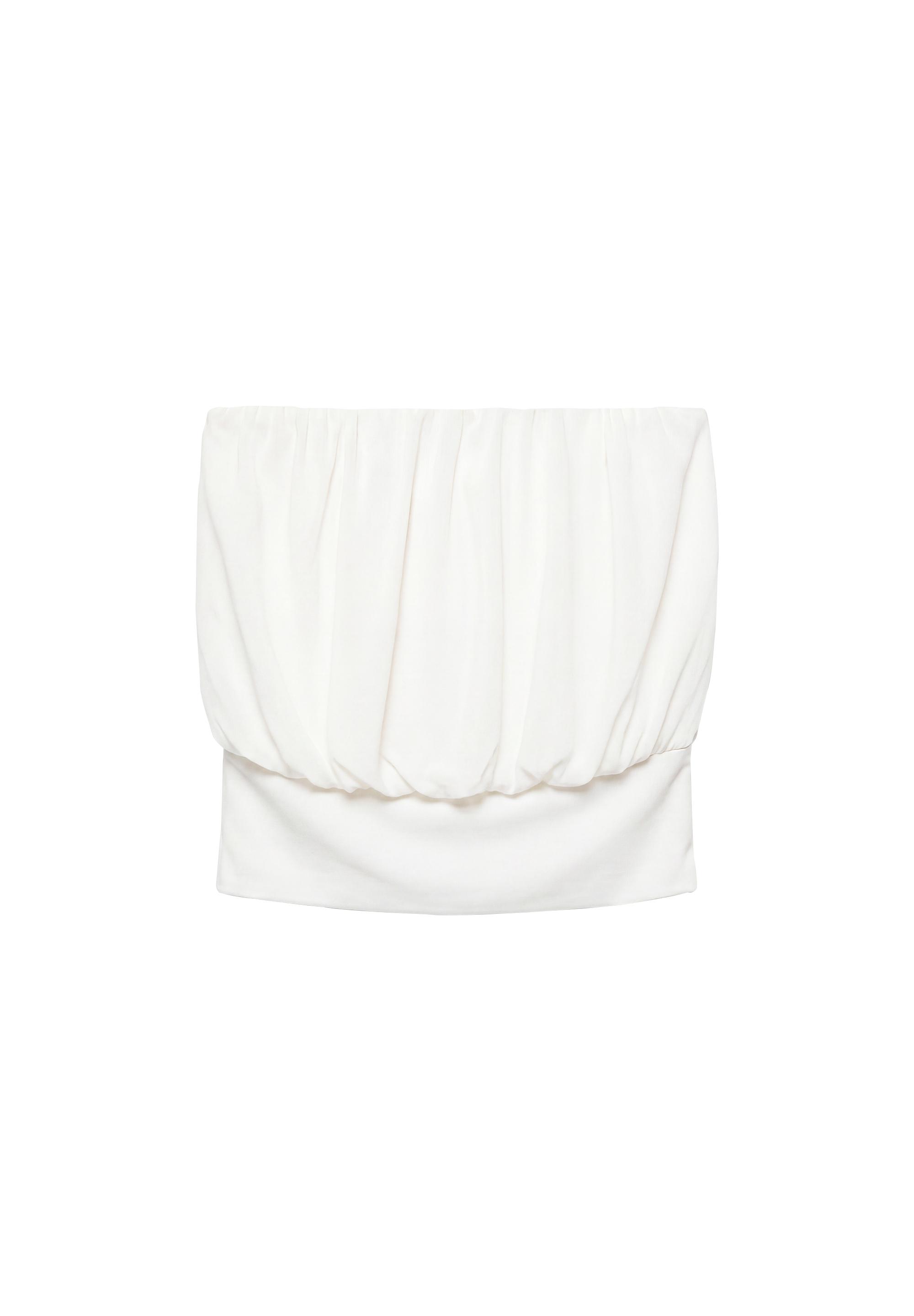 Strapless top with waistband — Pale ecru