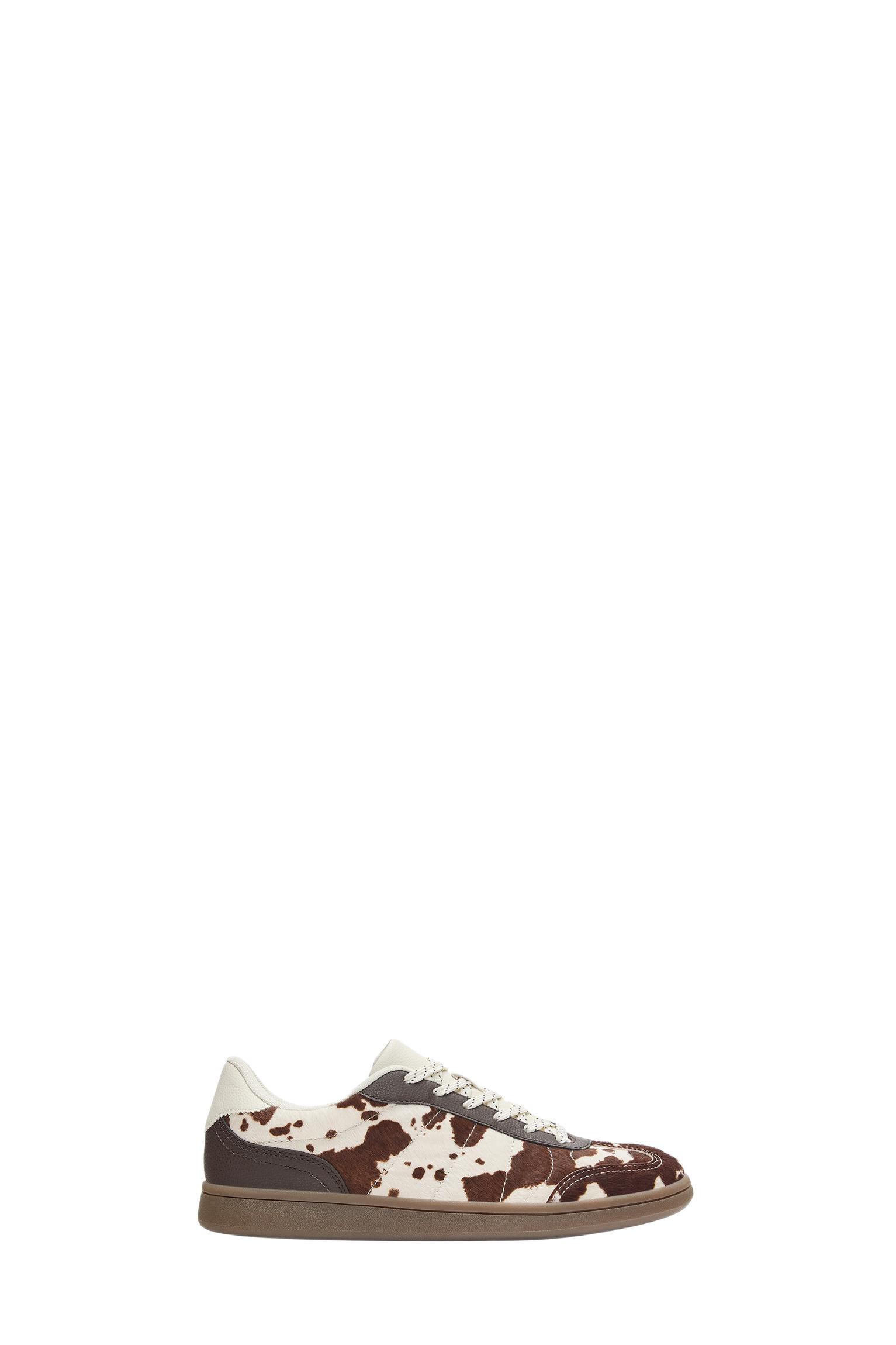 Cow print leather trainers — Contrast