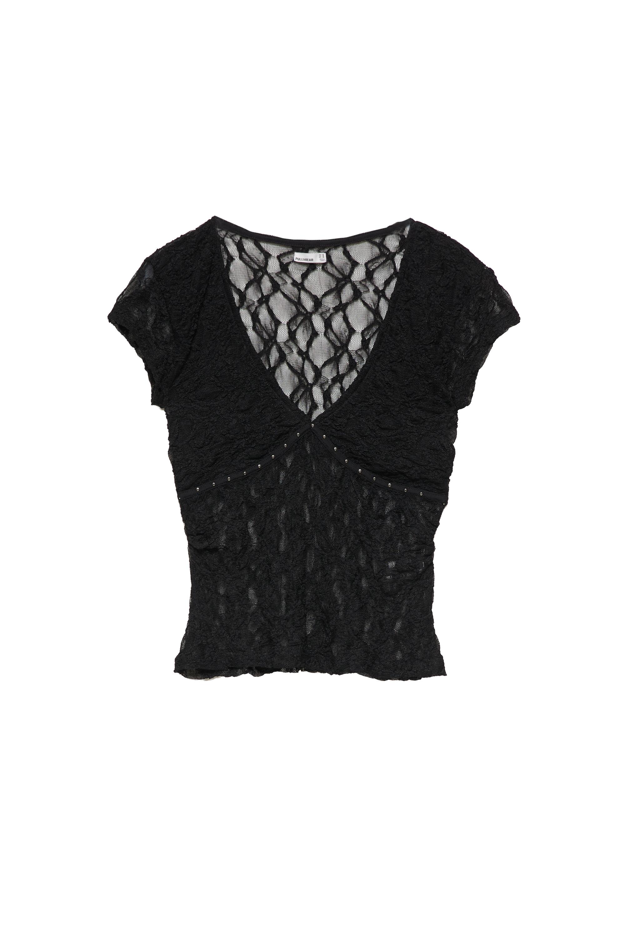 Studded lace T-shirt