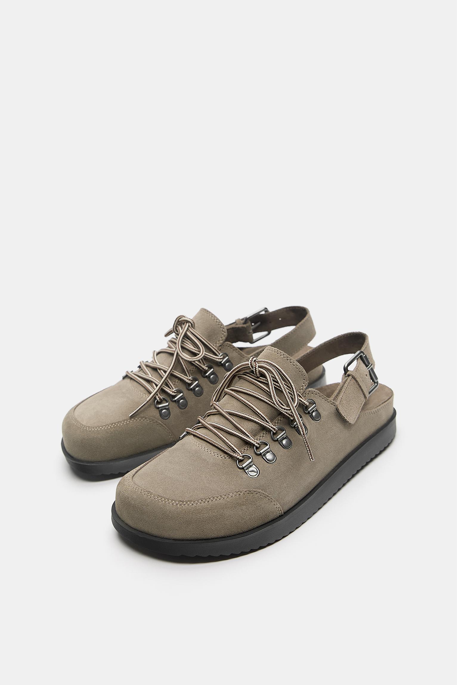 Lace-up leather clogs STWD — Taupe