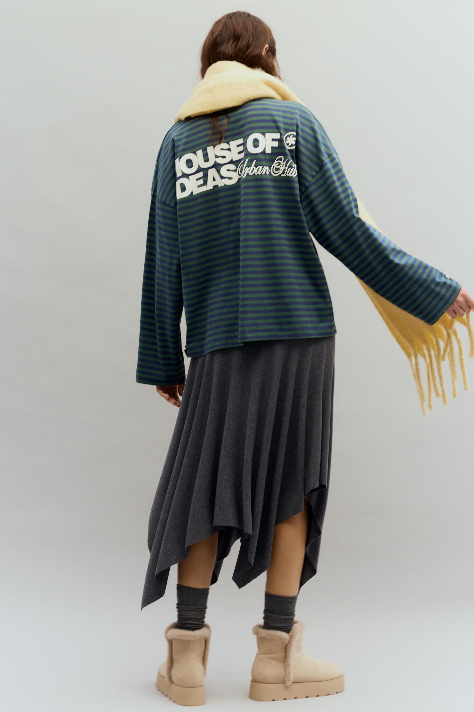 Yazılı çizgili uzun kollu t-shirt - Görsel 18