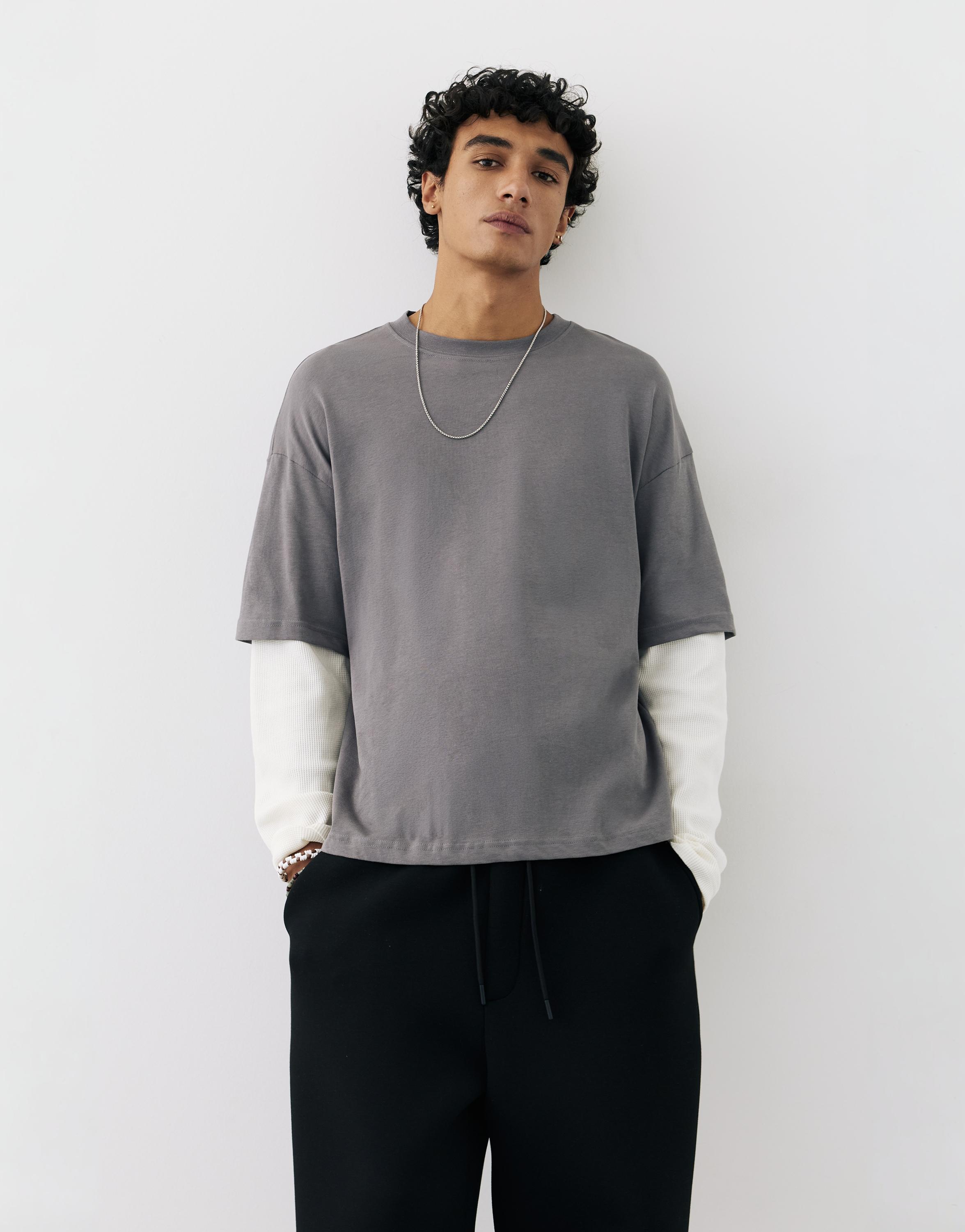 Double-layer long sleeve T-shirt — Anthracite grey