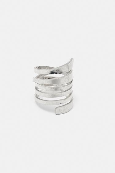 Pack of wide spiral rings — Silver 5