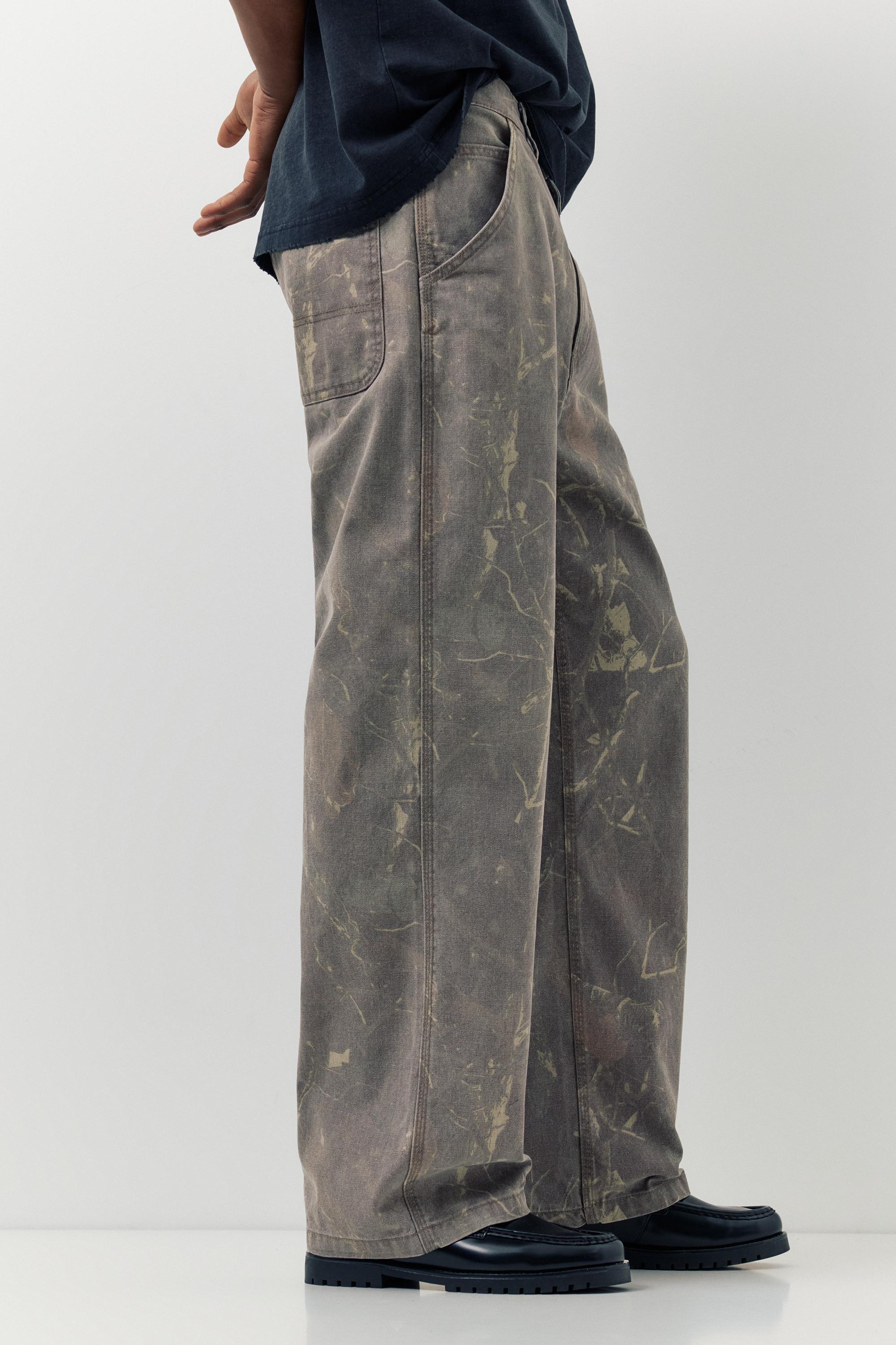 Printed wide-leg trousers — Grey