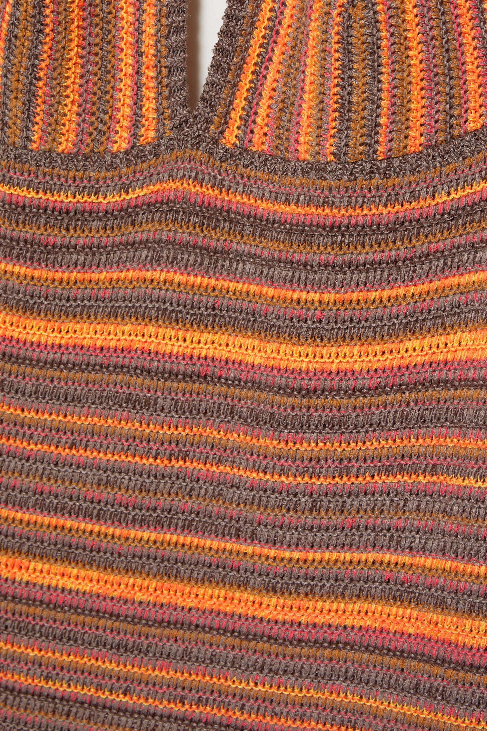 Short striped crochet dress — Orange