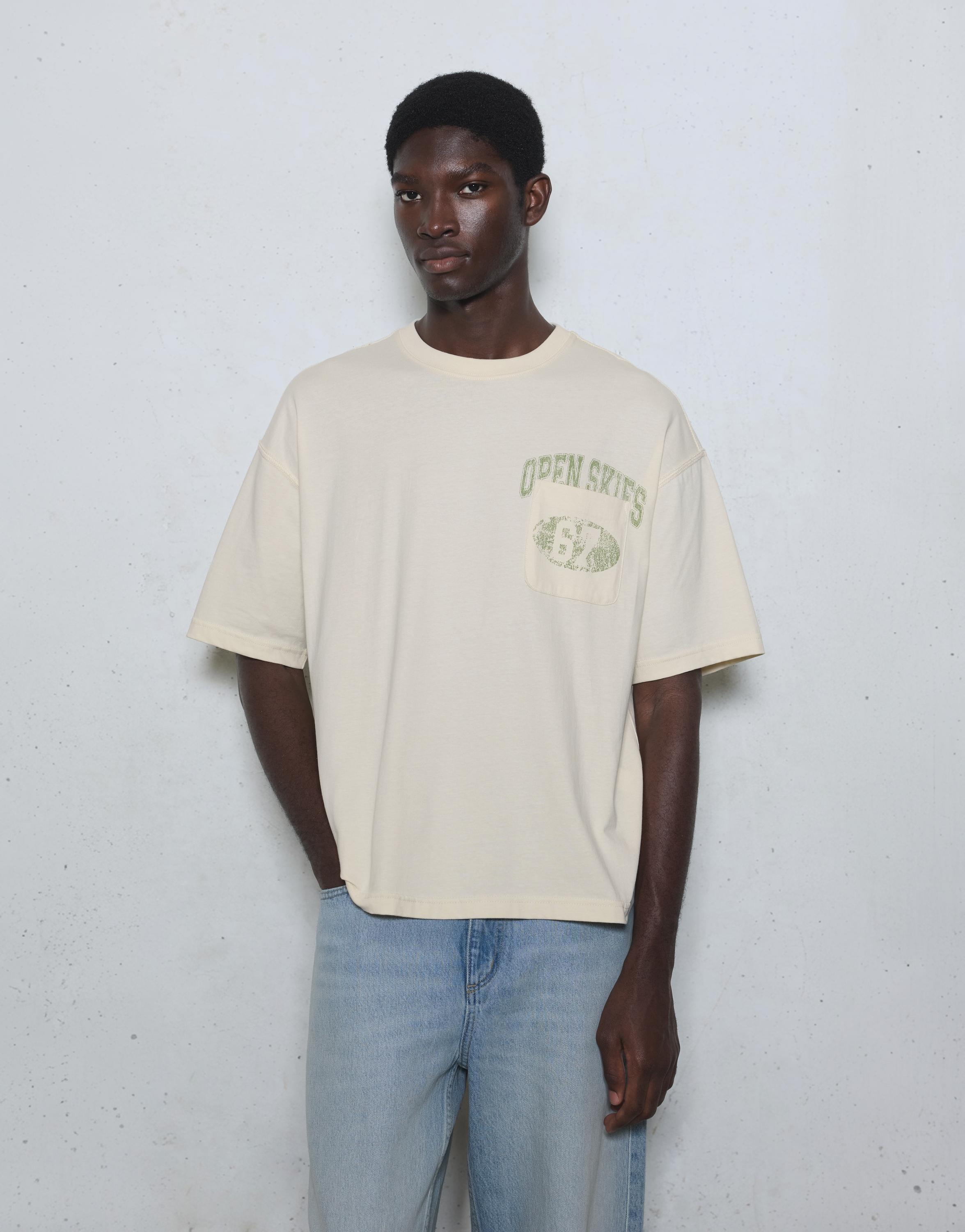 Relaxed fit graphic pocket T-shirt — Off white