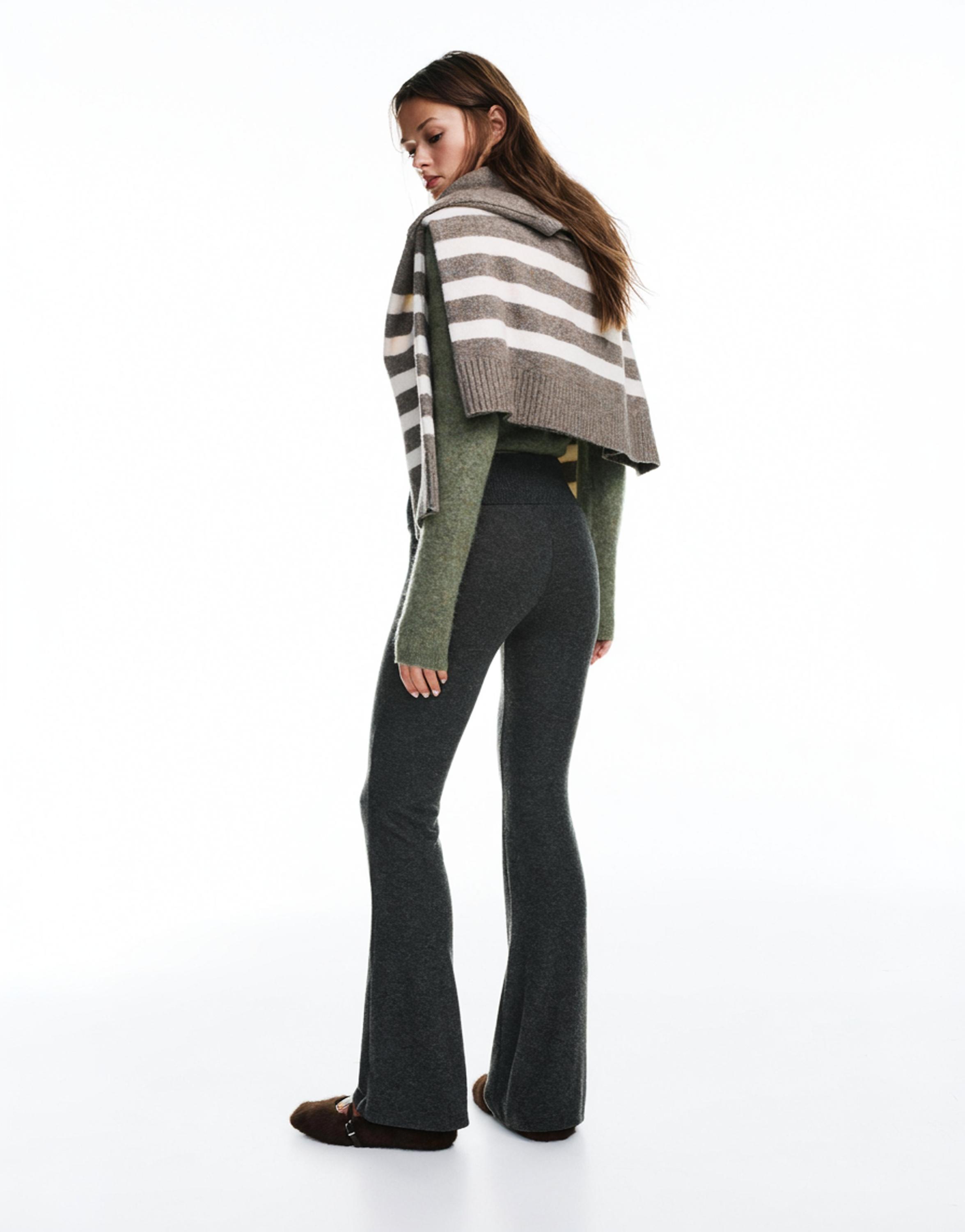 Soft touch flared trousers — Dark grey